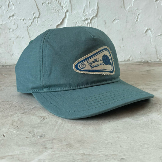 teal raw canvas edge hat