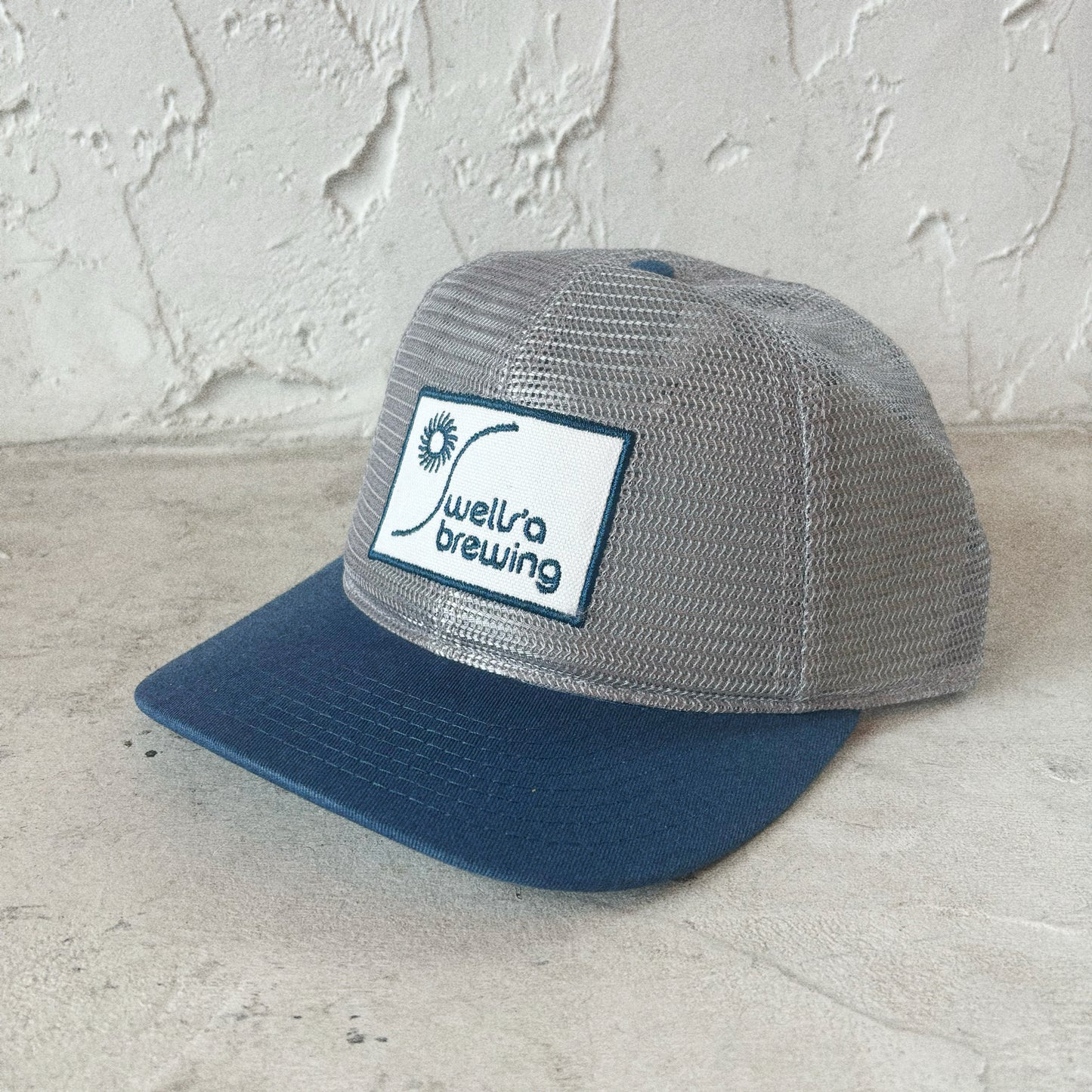 grey & blue all mesh hat